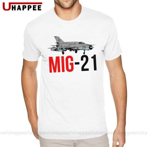 Printed MIG 21 Jet Air Plane T Shirt for Men Custom Short Sleeves Full Cotton O Neck Shirts