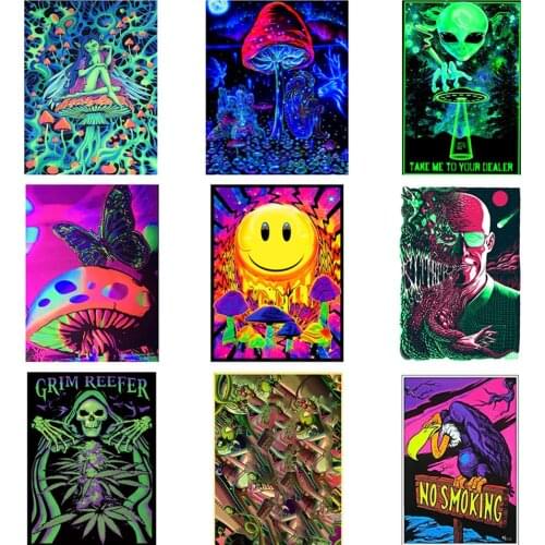 Psychedelic LSD Blacklight Canvas Art Print Painting Poster Prints Wall Pictures Home Decoration Wall Decor No Frame