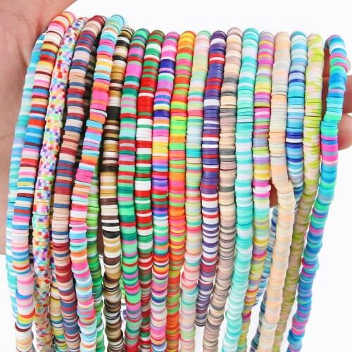 4/6mm Colorful Flat Round Polymer Clay Beads Chip Disk Loose Spacer Handmade Slice Beads For DIY Jewelry Making Bracelet Finding