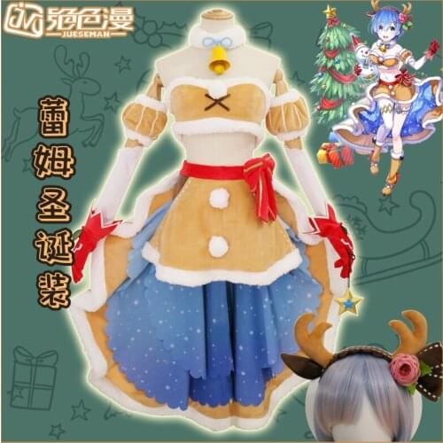 Re:Life In A Different World From Zero Rem/Ram Cosplay Costumes White Cat Project Linkage Christmas Outfit Role Play Clothing