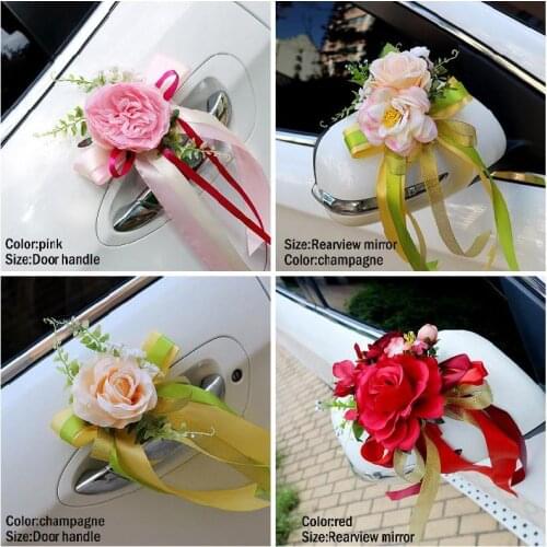 Wedding Car Decoration Flower Door Handles Rearview Mirror Decorate Artificial Flower GQ