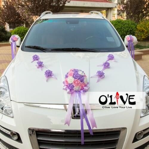 Wedding Car Decoration Set Flowers Artificial Sucker Foam Roses Decorative Flowers Wedding Wreath DIY Customized Wholesale