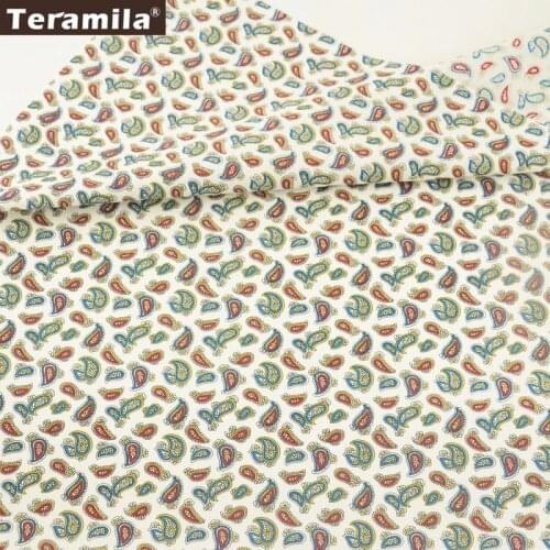 Teramila Cotton Poplin Fabric Printed Abstract Design White Textile Fat Quarter Meter Patchwork for Childrens Cloth Quiliting