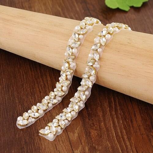 TRiXY S383-G Shinny Golden Bridal Belt Diamonds Sash Golden Wedding Belt Rhinestone Sash Wedding Dress Belt Sashes Bridal Belt