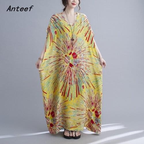Short sleeve cotton satin vintage floral dresses for women casual loose maxi long summer sun beach dress elegant 2021