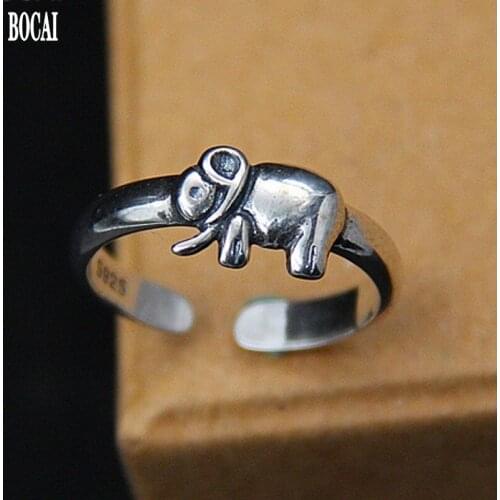 2019 mascot jewelry vintage S925 sterling silver cute little elephant silver ring new fashion silver ring for Women