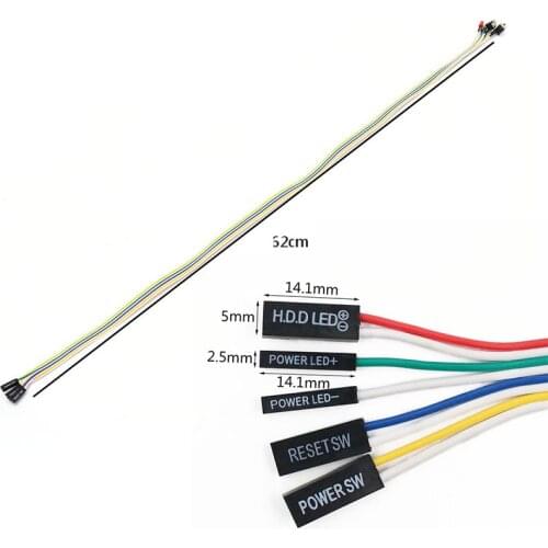1 pc ATX PC Computer Motherboard Power Cable 2 Switch On/Off/Reset with LED Light 60CM