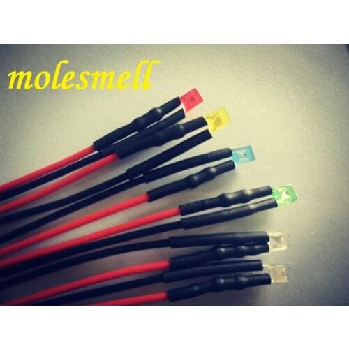 100pcs 2x3x4mm 5v water clear/diffused LED Light Set Pre-Wired 5V DC Wired red yellow blue green white orange warm white