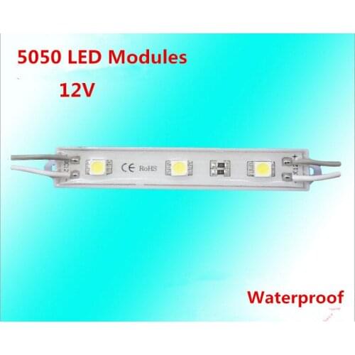 200pcs DC12V 5050 3 LED Modules Green/Red/Blue/White/Warm White IP65 Waterproof