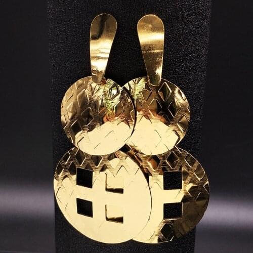 2021 Stainless Steel Long Stud Earrings Fashion Jewelry Women Punk Gold Color Earrings Jewelry aretes de mujer EQE13S02