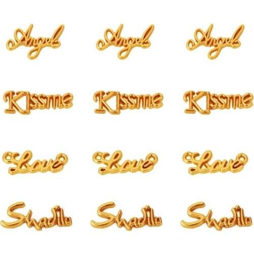 40pcs/set Alloy Word Love & Angel & Kiss Me Cabochons Charm for Glass Lockets Epoxy Resin Supplies Filling Accessories