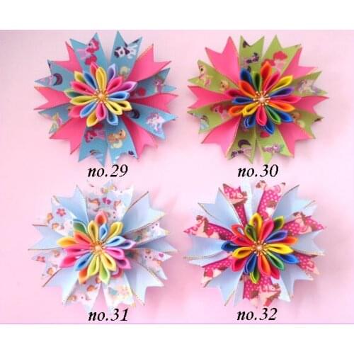 50 BLESSING Girl Popular 4.5" Fairy Hair Bow Clip Flower Unicorn Phnom Penh Ribbon