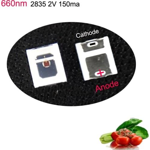 50PCS 660nm 2835 SMD LED 2V 150ma Large Crystal For Plant Growing