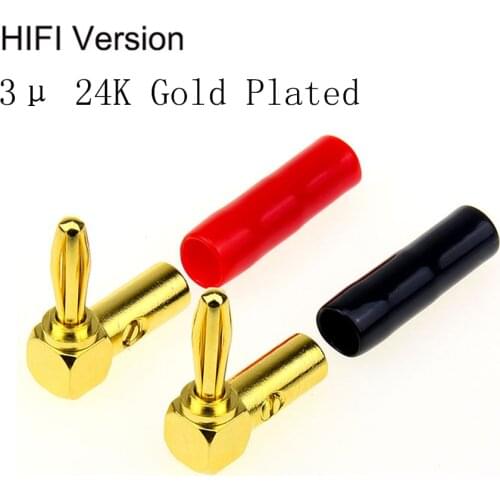 8PCS(4 Pairs)HIFI 3μ 24K Gold Plated Banana Connector 90 Degree Banana Plug