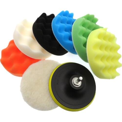 9pcs Buffing Sponge Pad Set 3/5/6/7 Inch Car Polishing Pad Kit Auto Buffing Waxing with M14 Drill Adaptor For Car Cleaning Tools
