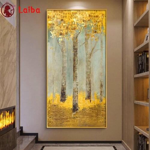 Diamond embroidery mosaic 5d diy diamond painting,Abstract art Golden Rich Tree full square/round diamond large size home decor