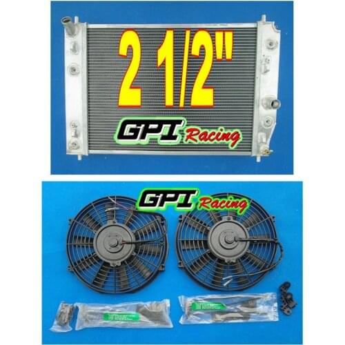 GPI 2 1/2" Aluminum Radiator &fan FOR Chevrolet FOR Corvette C6 double oil cooler