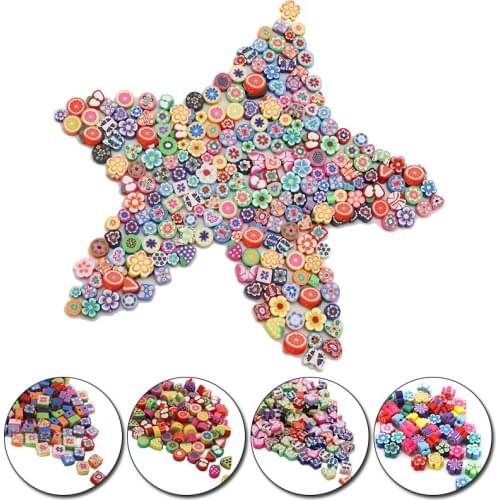 25pcs 6-12mm Mixed Color Heart Flower Pattern Bead Polymer Clay Bead Polymer Clay Loose Beads For Necklace DIY Bracelet Accessor