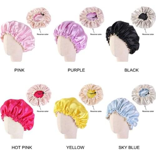 Kids Double Layer Satin Bonnet Adjustable Sleep Night Cap Turban Hat Chemo Cap
