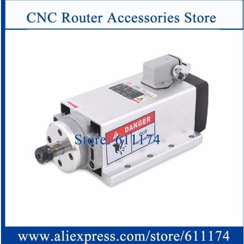 Square shape Air cooled Spindle Motor 1.5KW ER11 flange cnc spindle motor 24000RPM AC220V Ceramic bearing spindle motor