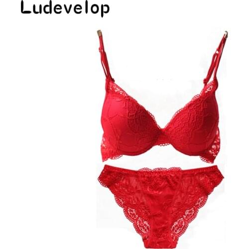 New Hot Sexy Deep V Lace Bra Sets With Briefs Knickers 32-38 A B C Cup 6 colors