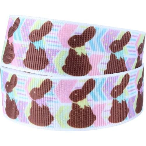 Happy Easter brown rabbit printed grosgrain ribbon for decoration DIY