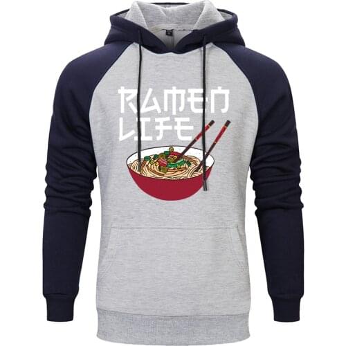 Noodles Cartoon Raglan Hooded Mens Casual Fashion Sweatshirt Hoodie Leisure Tops Standard New Arrival Retro Moletom Masculino