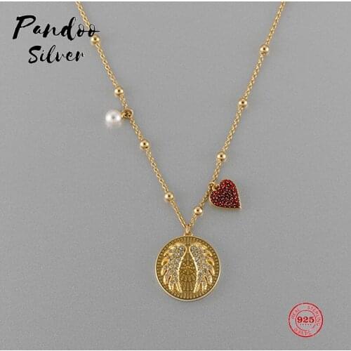 PANDOO Fashion Charm Pure 925 Silver Original 1:1 Copy, Romantic Gorgeous Chic Love Wild Necklace Female Luxury Jewelry Gifts