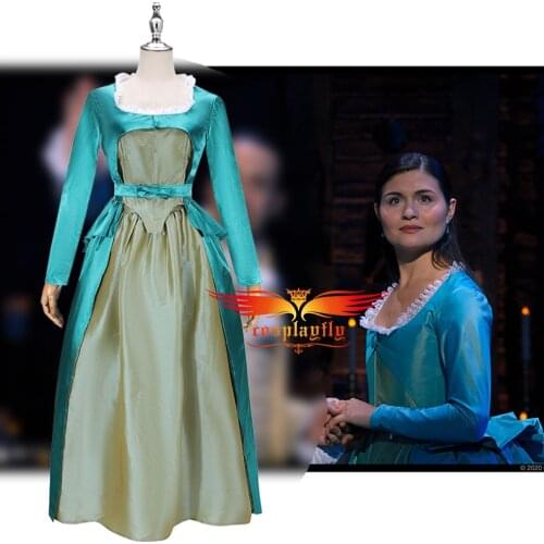 Musical Rock Opera Hamilton Eliza Schuyler Hamilton Satin Stage Dress Concert Cosplay Costume Prom Dress for Women Halloween