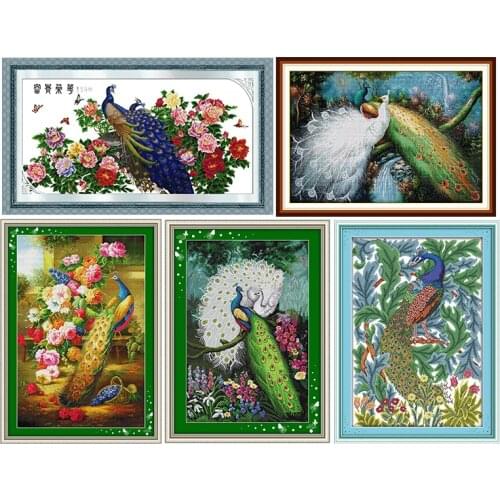 Color Peacock Series 11CT14CT animal printed pattern cross stitch kits crafts needlework fabric on canvas embroidery accessories