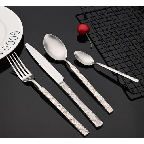 Silver Matte Flatware Cutlery Set Silver Dinner Set Classic Restaurant 304 Stainless Steel Kitchen Wedding Dinnerware Tableware