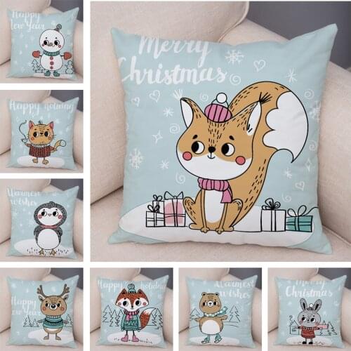 Nordic style Lovely Cartoon Animal Cushion Cover for Children Room Sofa Cute Bear Rabbit Fox Pillowcase Plush Pillow Case 45x45