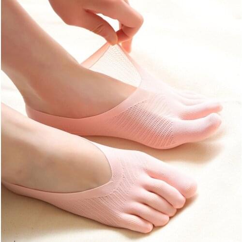 New Summer Thin Women Five Finger Tabi Socks For High Heels Anti-Slip Solid Color Dress Mesh Wives Toe Socks Cool Girls Hosiery
