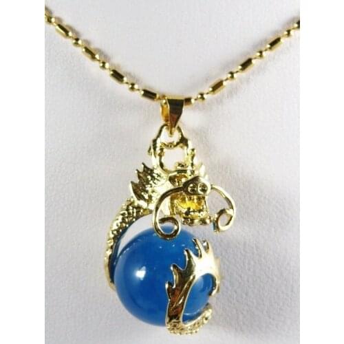 Wholesale Chinese fancy gp dragon inlay 12mm blue Natural Stone pendant jewelry