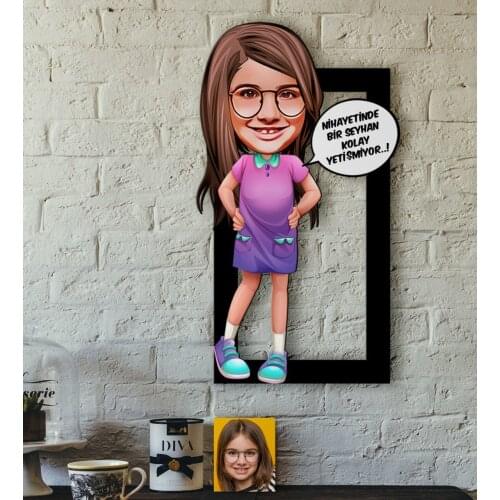 Personalized Female Child Easy Grow Caricature OF 3D Wood Tablo-5 Quality Cost Effective Gift Design Decoration wall