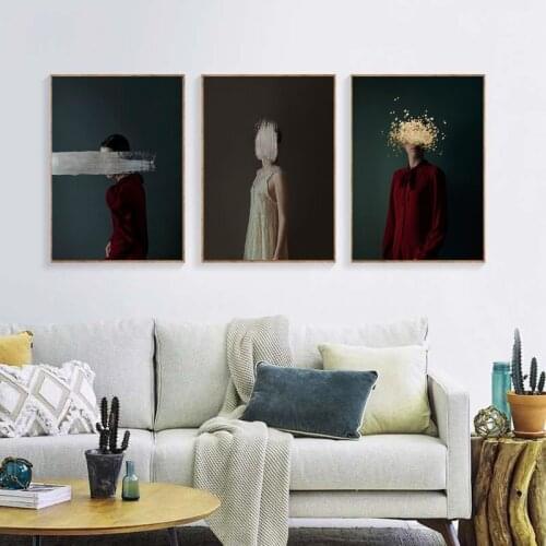 Modern Creative Masked Abstract Woman Poster Canvas Poster Wall Art Print Scandinavian Painting Picture Home Decoration