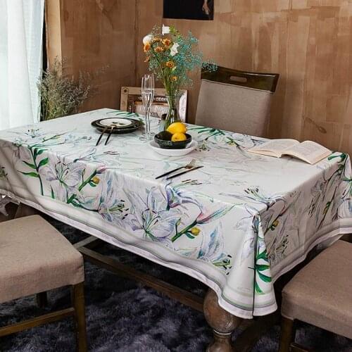 American Pastoral Flowers Print Tablecloth Rectangular Flannel Table Cloth Long Tablecloth Living Room Coffee Table Cloth