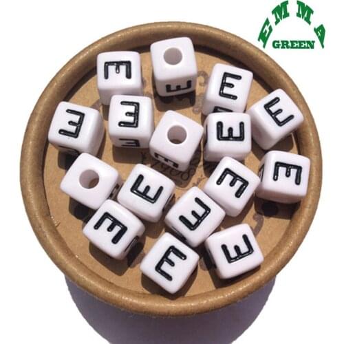Mixed Alphabet Letter 10mm Loose Beads Plastic Acrylic Square Black Printing White Beads For DIY Jewelry Making For Kids 550pcs