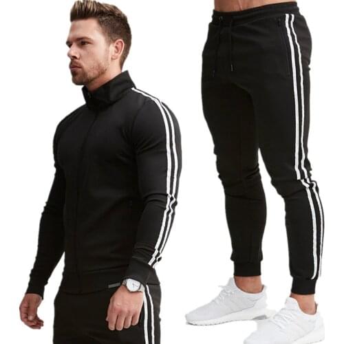 Spring autumn sports suit mens zipper running jacket clothing fashion casual suit mens Track Pants sportswear 2019 new suit