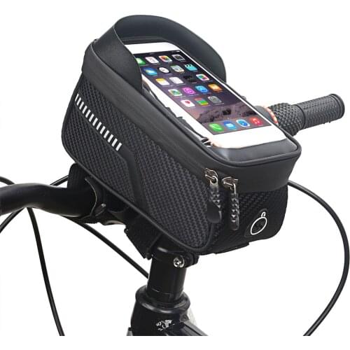 Bike Front Frame Bag Waterproof Bicycle Front Top Tube Phone Mount Pack Holds up 7in Phones Cycling Accessories