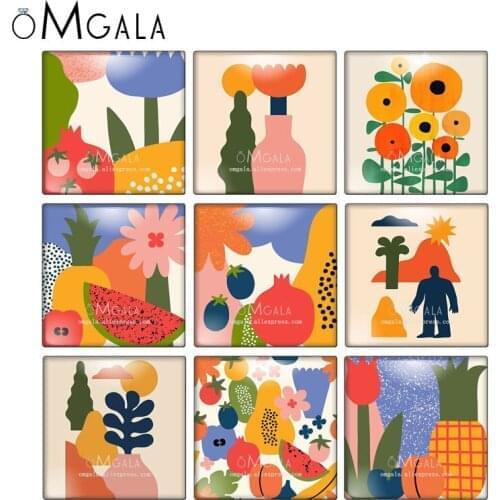 Abstract Flowers Illustrations Patterns 10pcs mixed 12mm/20mm/25mm/30mm photo glass cabochon demo flat back Making findings