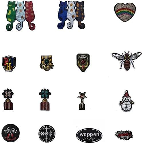 2~10pcs for sale Cartoon Iron on patch Embroidery Applique Sewing Badges DIY Hot melt adhesive Sequins patch Clothing Accessory