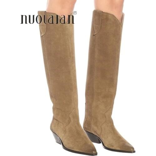 Plus size 35-42 New brand women long boots chunky heels autumn winter boots cowboy western knee high boots women shoes