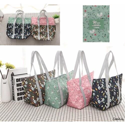 2019 New Lunch Bags Bolsa Termica lonchera Flower Printed Collapsible Portable Waterproof Bags PVC Aluminum Bento Bag