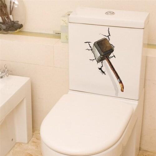 3d Vivid Hammer Broken Wall Sticker Door Toilet refrigerator Computer Window Decor Wall Decals Art Sticker Poster Mural