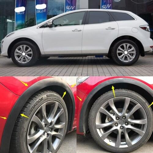 4pcs Universal Car Truck Carbon Fiber Rubber Wheel Eyebrow Protector Lip Sticker Trim Fender Flare Anti-scratch for Mazda 3 cx-5