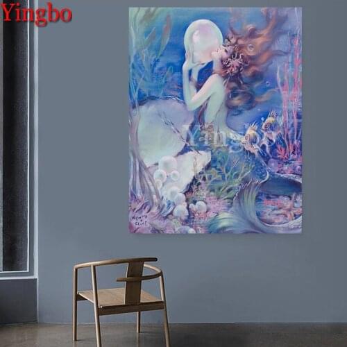 DIY Diamond Painting Hot selling art,Mermaid Princess Pearl Full Square/Round Diamond Embroidery Cross Stitch Mosaic Kids Gift