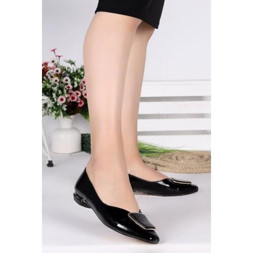 Woggo Pnt 386120 Wrinkled Patent Leather 2 Cm Heel Women 'S Ballerina Shoes