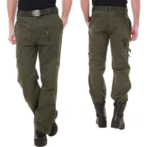 2020 Summer Men Cargo Pants Military Style Loose Work Jogger Straight Trousers Tactical Camo Army Pant Male Zipper Pocket Black