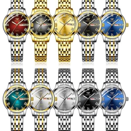 2021 Gold Watch for women Fashion Waterproof Woman Wristwatches Quartz Stainless Steel Coulpe Wrist Watches Reloj Hombre